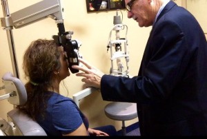 Jennifer getting her eyes examined
